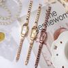 Elegant Fashion Oval Diamond Embellished Ladies Watch With Quartz Movement For Casual Wear