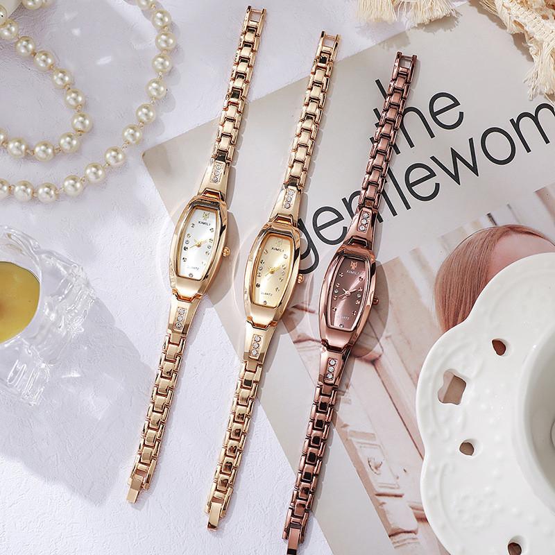 Elegant Fashion Oval Diamond Embellished Ladies Watch With Quartz Movement For Casual Wear