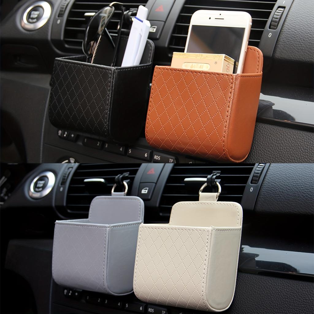 1 Pack Air Vent Storage Bag, Car Accessories Car Leather Multi-functional Storage Box Air Vent Phone Holder Organizer Bag