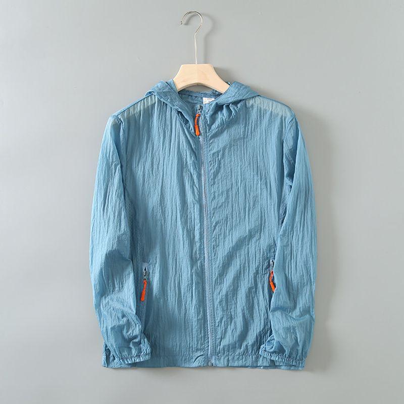 Export Export Tail Goods Laser Perforated Sun Protection Clothing Men's UV Protection Japanese Original Single Cut Label Hooded Skin Clothes