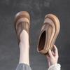 Johnature Genuine Leather Thick Soled Round Toe Loafers Retro Comfortable Women's Flat Platform Shoes