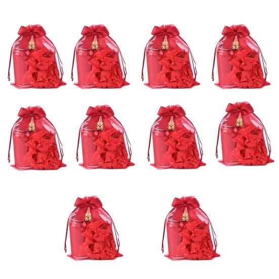 

10 шт. Свадебный мешочек Подробный Легко носить Тщательное исполнение Китайский красный Затягивающийся Подарочный мешок для магазина L