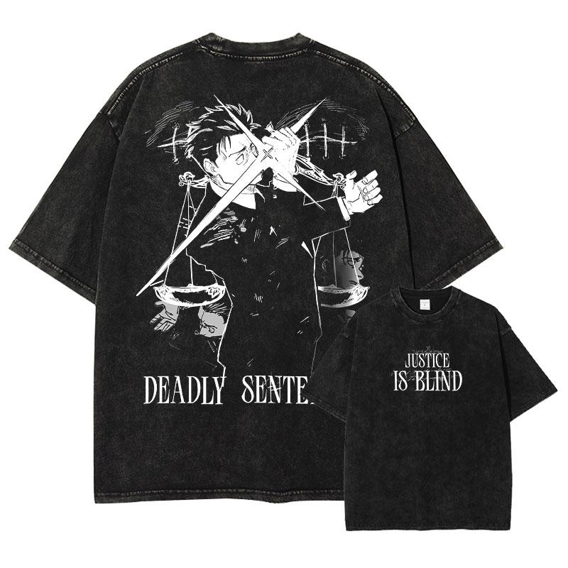 Anime Jujutsu Kaisen Tshirt Vintage Washed Hiromi Higuruma T Shirts Oversized Choso Short Sleeve Retro Mahito Tops Tees Unisex