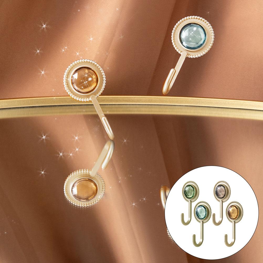 4 Pcs Retro Diamond Adhesive Hook Small Wall Hooks Mount Circle Multi-use Hanging As Cute Mounted Round Base Towel