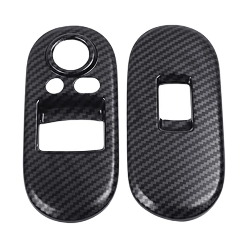 Carbon Fiber Pattern Window Control Panel Trim for F56 3-Door 2014-2024, ABS Accent Cover Pair with Adhesive Backing for Front Door Area
