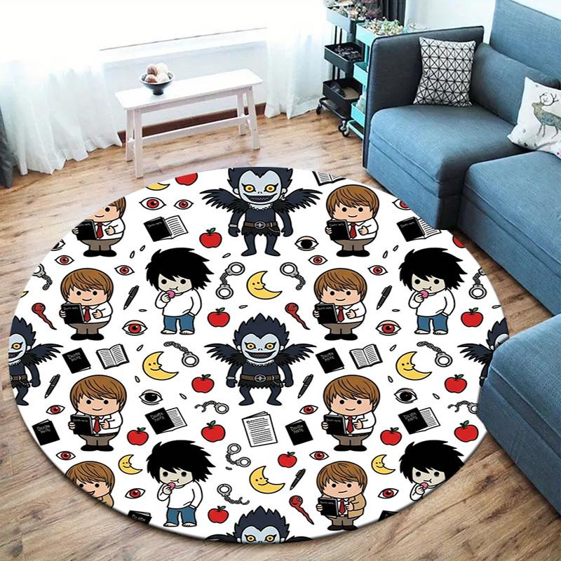 Death Note Round Area Rug Carpet Rug For Living Room Bedroom Sofa Playroom Decor Nonslip Floor Mat