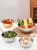 Stainless steel salad bowl with graduated lines, high aesthetic value, household fruit salad bowl, Korean style rice bowl