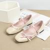 Fashion Spring  Autumn Sweet Wind Butterfly Knot Flat Heel Women's Shoes with Shallow Mouth One Button Strap Flat Bottom Single Shoes