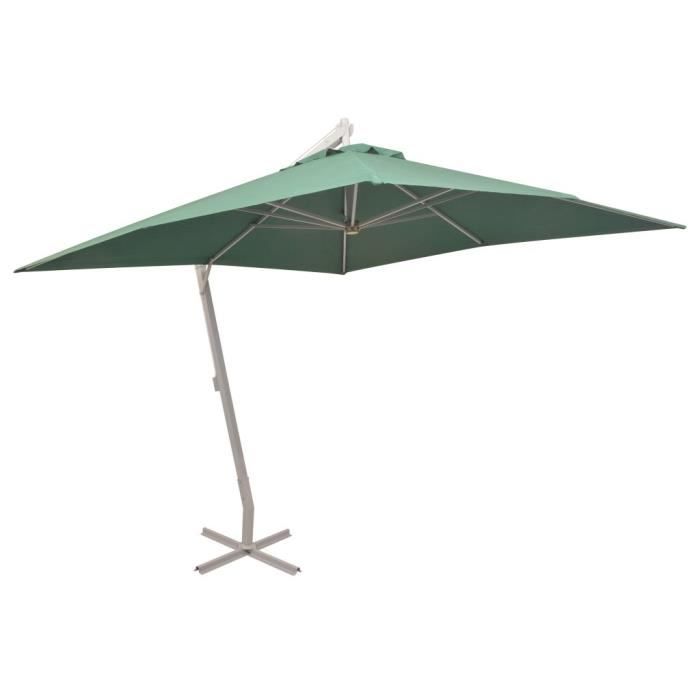 Parasol - vidaXL - 300 x 300 cm - Aluminium - Vert - Mât déporté