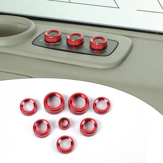 Console AC Radio Switch Control Knob Ring Trim for Jeep Commander 2006-2010 Red