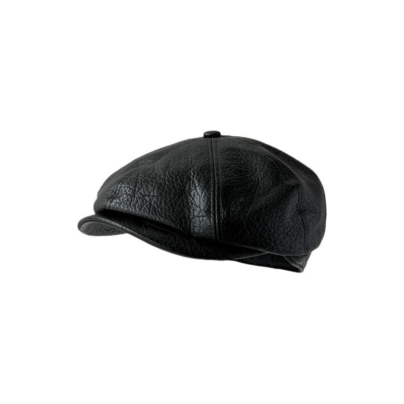 25 early autumn new lychee pattern retro modern leather pu street fashionable forward hat daddy hat