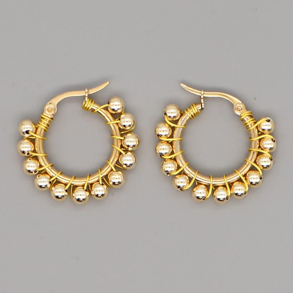 Crystal Earring For Women Boho Jewelry Trendy Natural Stone Pearl Jewellery Bohemian Ear Ring Gold Circle Hoop Earrings