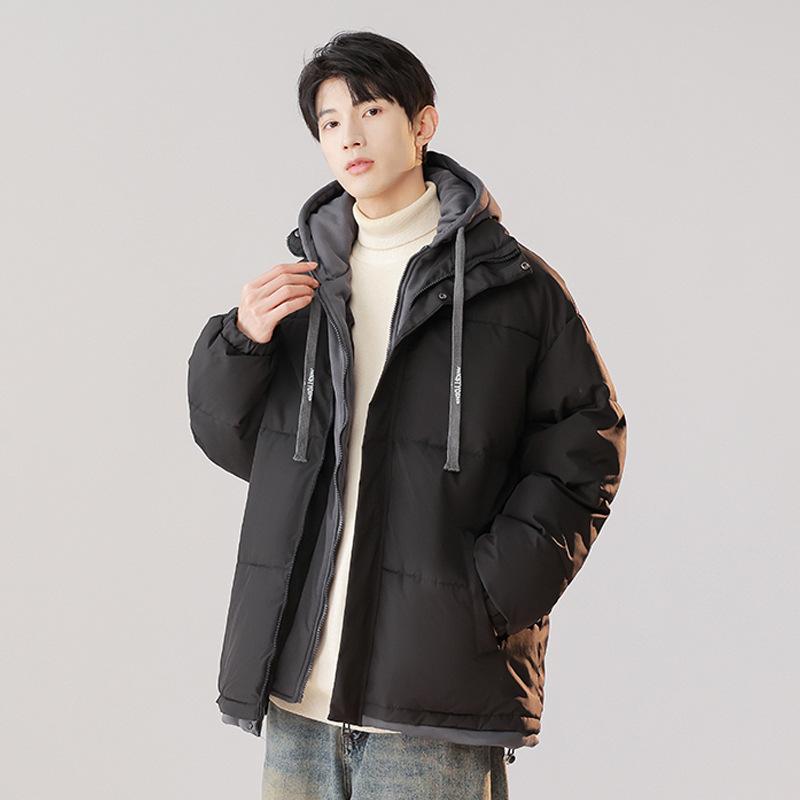 Ubrania bawełniane Męskie Fałszywe Dwuwarstwowe z Kapturem Pogrubione Termiczne Ubrania Bawełniane Para Luźny Płaszcz Damska Kurtka Zimowa