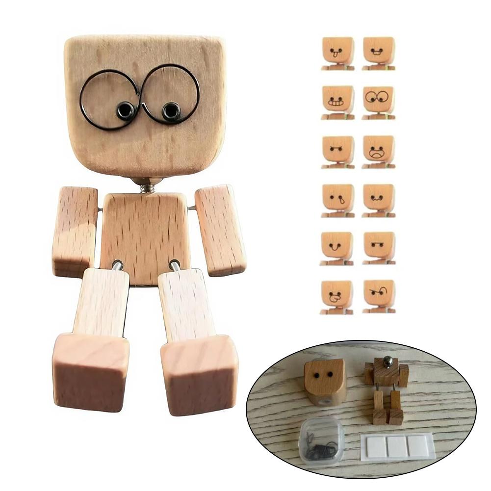 

Cute Shaking Legs Wooden Man Doll Figurine Car Dashboard Decoration Desktop Ornament Creative Gift for Home Office