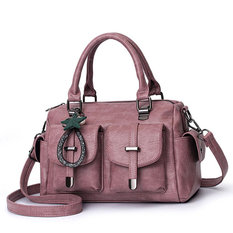 New Solid Color Tassel Women Bag,Large Capacity Soft Leather Shoulder Crossbody Bag