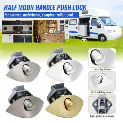 1 pieza 22 mm Cierre de empuje semicircular para autocaravana RV Caravana Barco Autocaravana Cajón de armario Cierre de botón Herrajes para cerradura de puerta de mueble