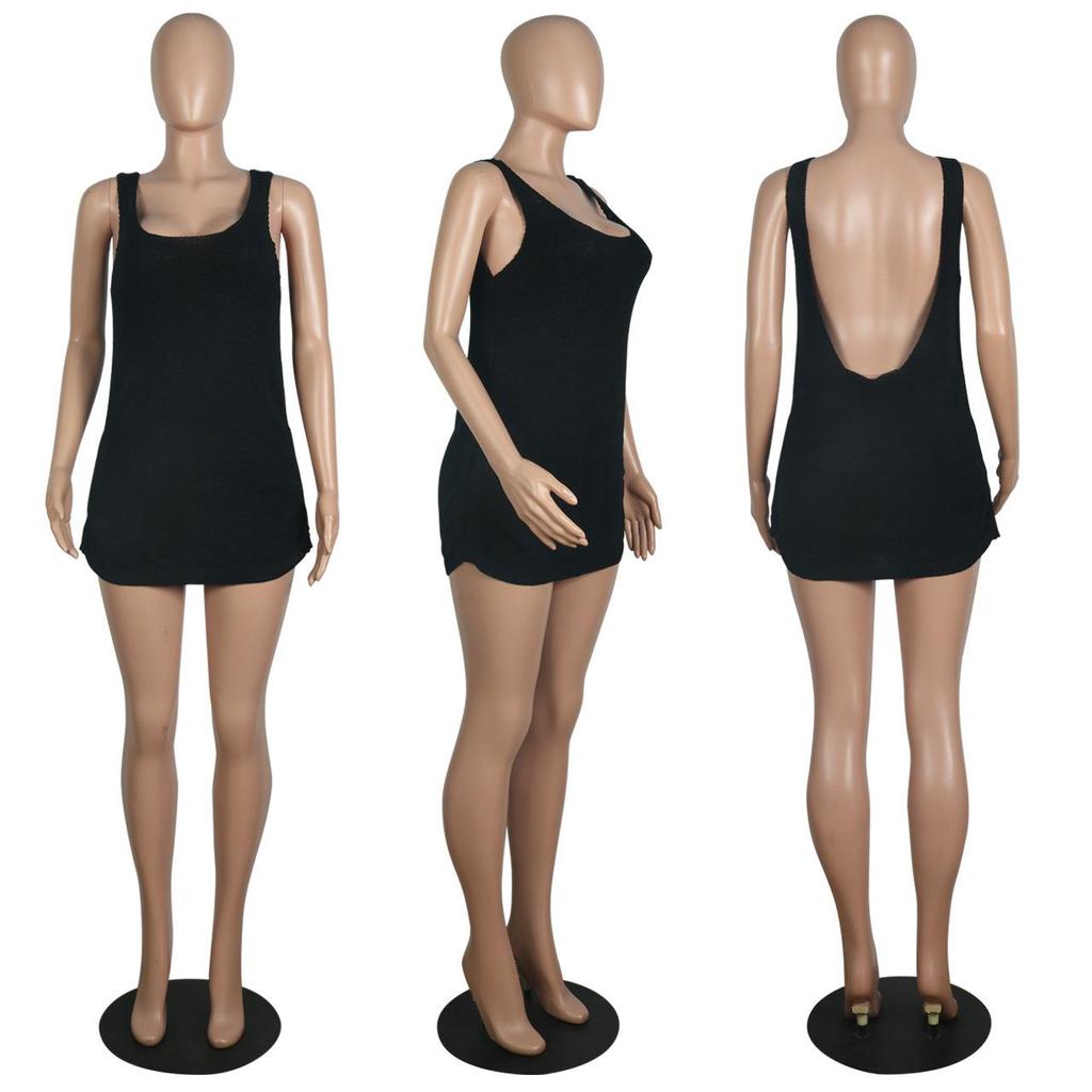 Summer 2025 Women's Sexy Slim-Fit Backless Drawstring Strap Dress
