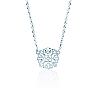[M7642] - Silver Necklace 'Carmen' Silver (rhodium-plated) - 15x15 Mm