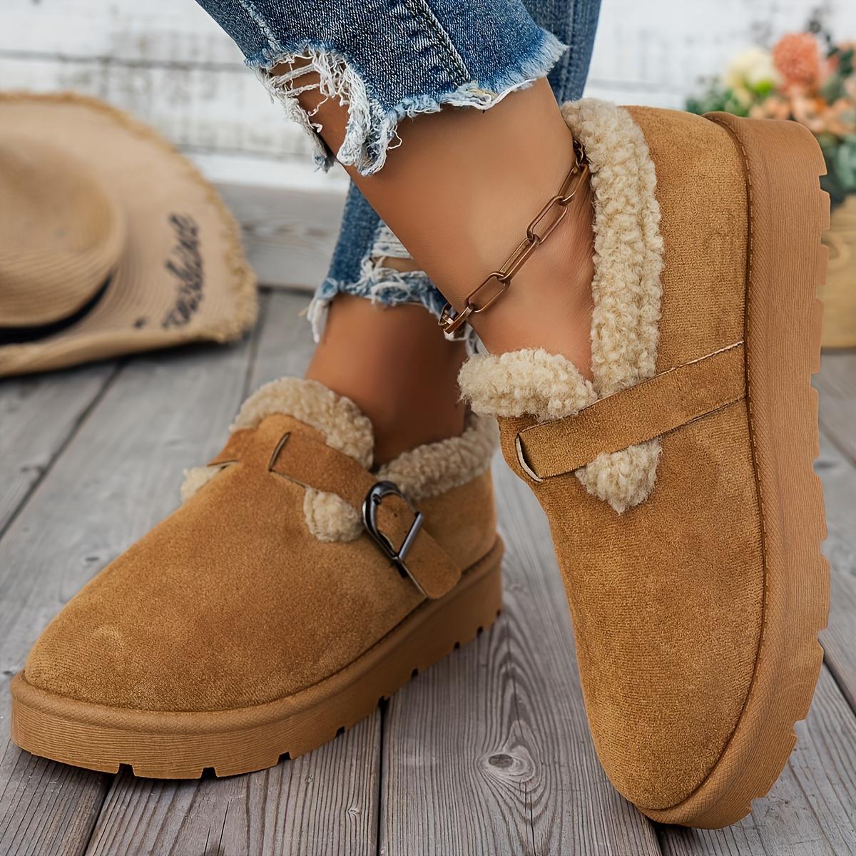 

Women s Cozy Winter Ankle Boots Plush Lined Thick Rubber Sole Casual Brown Platform Shoes 36 коричневый