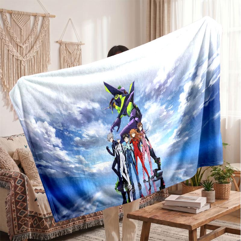 Warm Flannel BlanketNeon Genesis Evangelion Soft Cozy Throw Blanket for Bedroom Couch