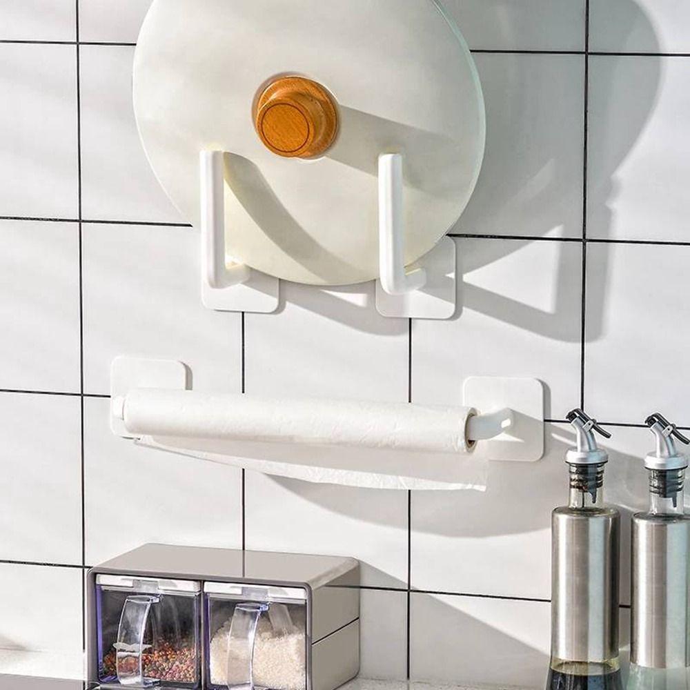 Rack for Toilet Kitchen Bathroom Self-adhesive Tissue Hanger Paper Roll Rack Hook Towel Holder