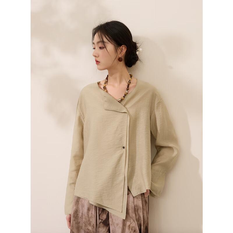 New Chinese Style Lyocell Blend Loose Long Sleeve Shirt
