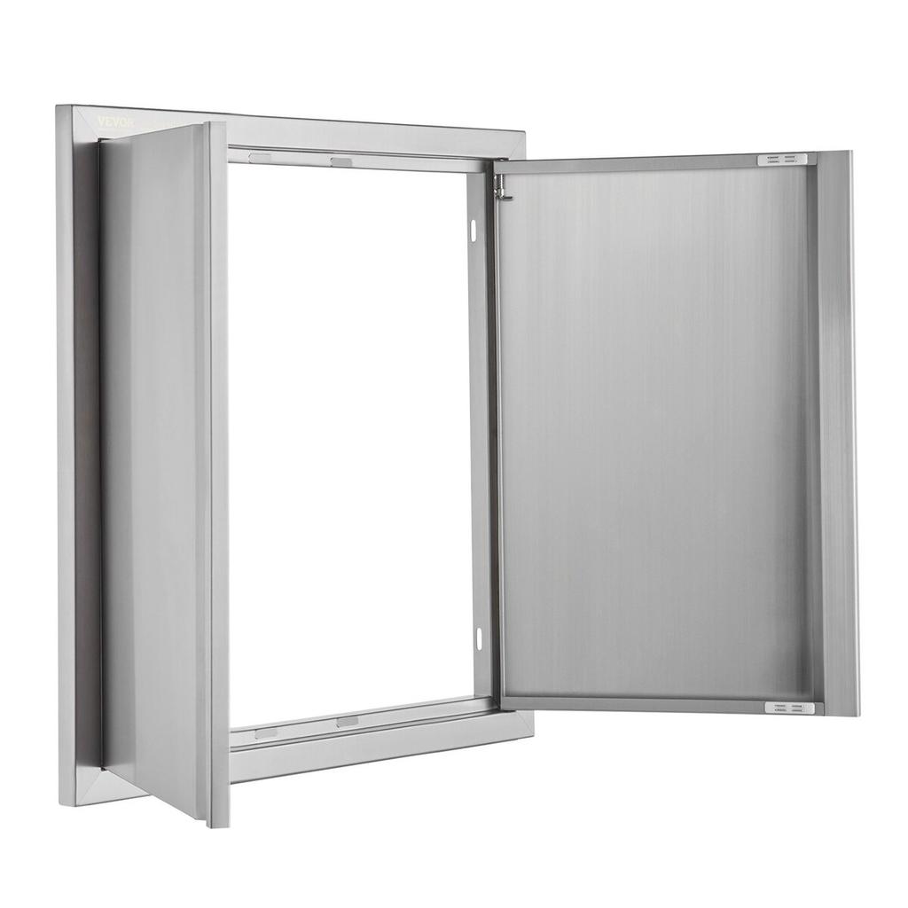 Puerta de Acceso para Barbacoa, Doble Puerta de Cocina Exterior de 610x610 mm, Puerta de Acero Inoxidable de Montaje Empotrado, Puerta Vertical de Pared con Tiradores Empotrados, para Isla de Barbacoa,