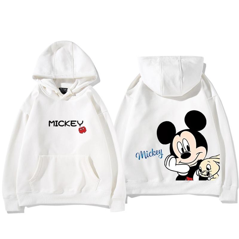2024 Spring and Autumn Mickey Minnie Disney hoodie for male and female couples, parent-child cartoon print loose hooded clothes