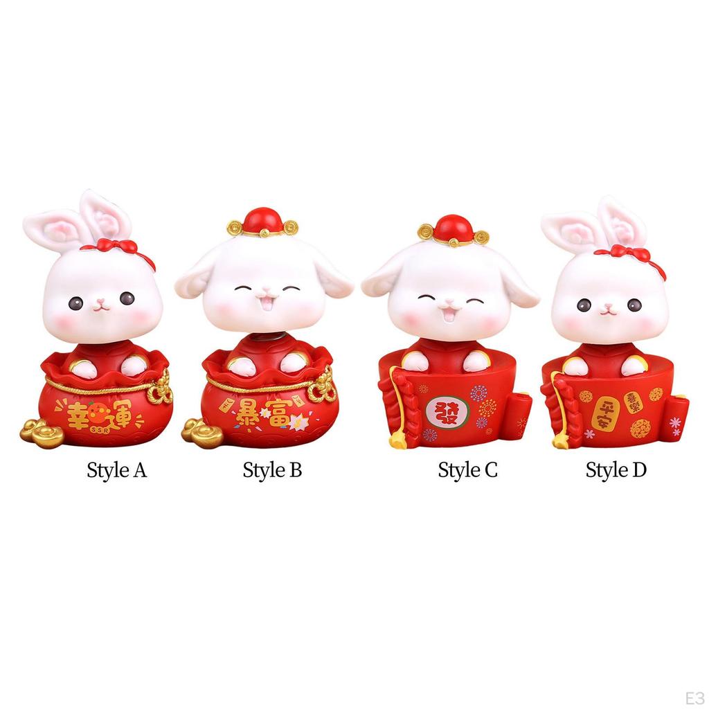 Desktop Ornament Statue Bunny Figurine for Desk Housewarming