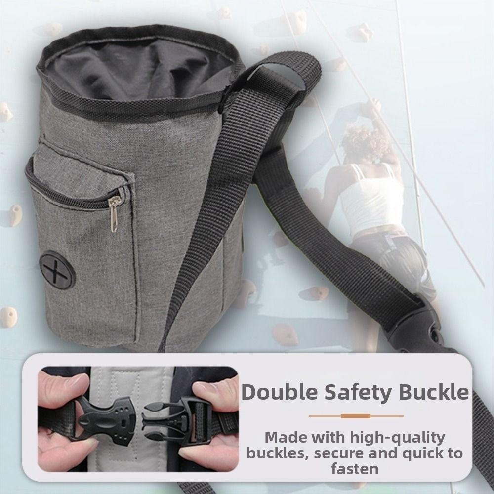 Oxford Cloth Chalk Bag Bucket with Adjustable Durable Rock Climbing Chalk Pouch Waist Belt and Zippered