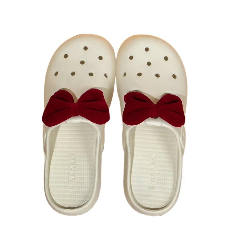 fashion 2024 New Women's Shoes Butterfly-knot Women's Slippers Fashion Closed Toe Beach Slippers Women Summer Light Flat Slippers