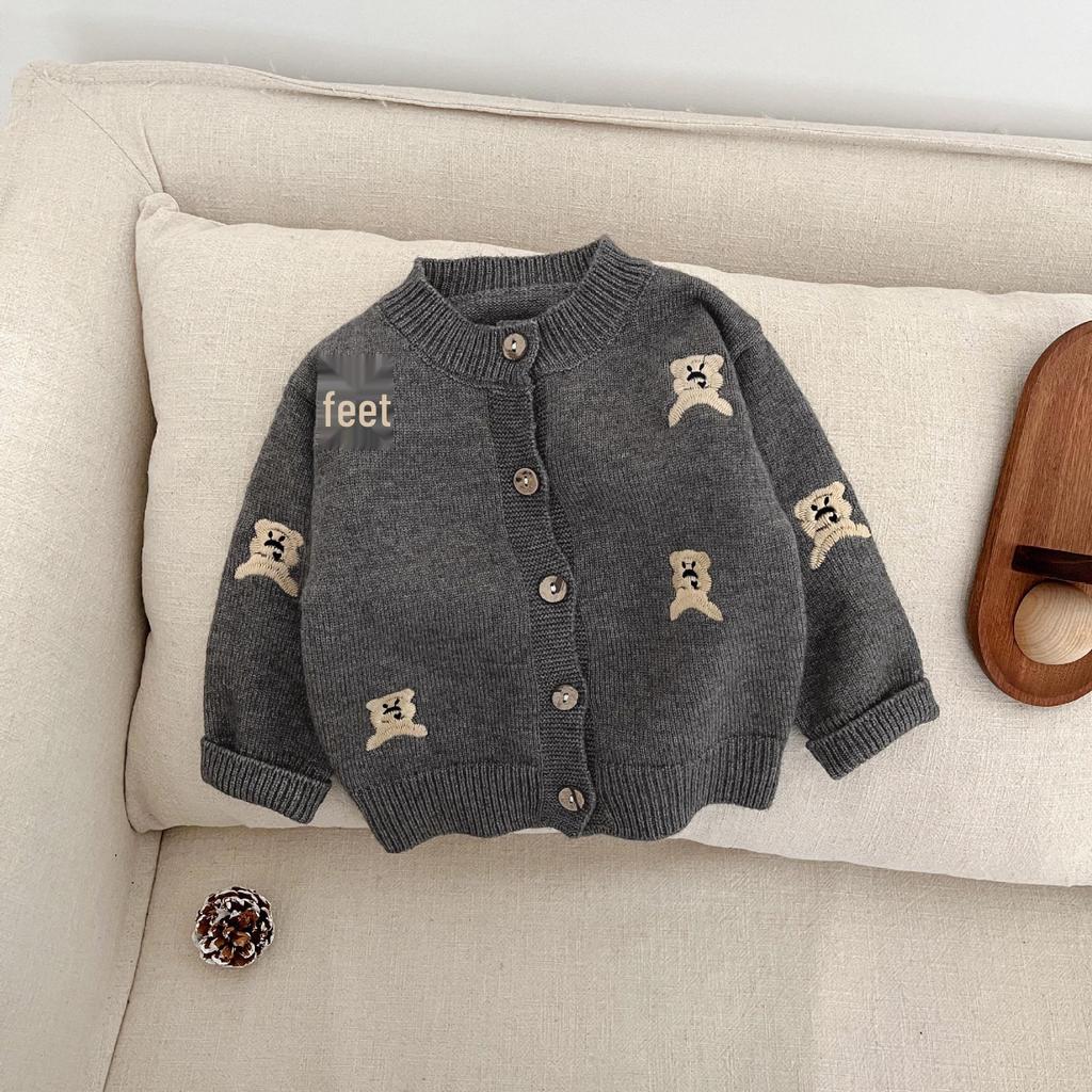 2025 New Spring Korean Boys' Knitted Cardigan Set – Stylish & Cute for Autumn