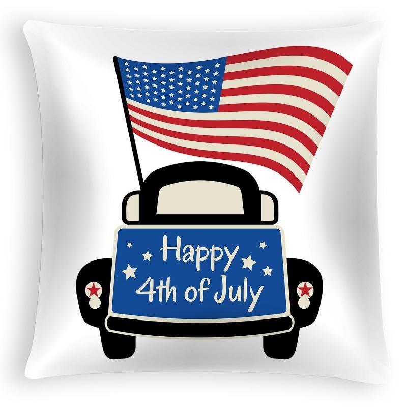 New American Independence Day Pillowcase, American Peach Skin Velvet Printed Cushion Cover, Sofa Pillow Cover