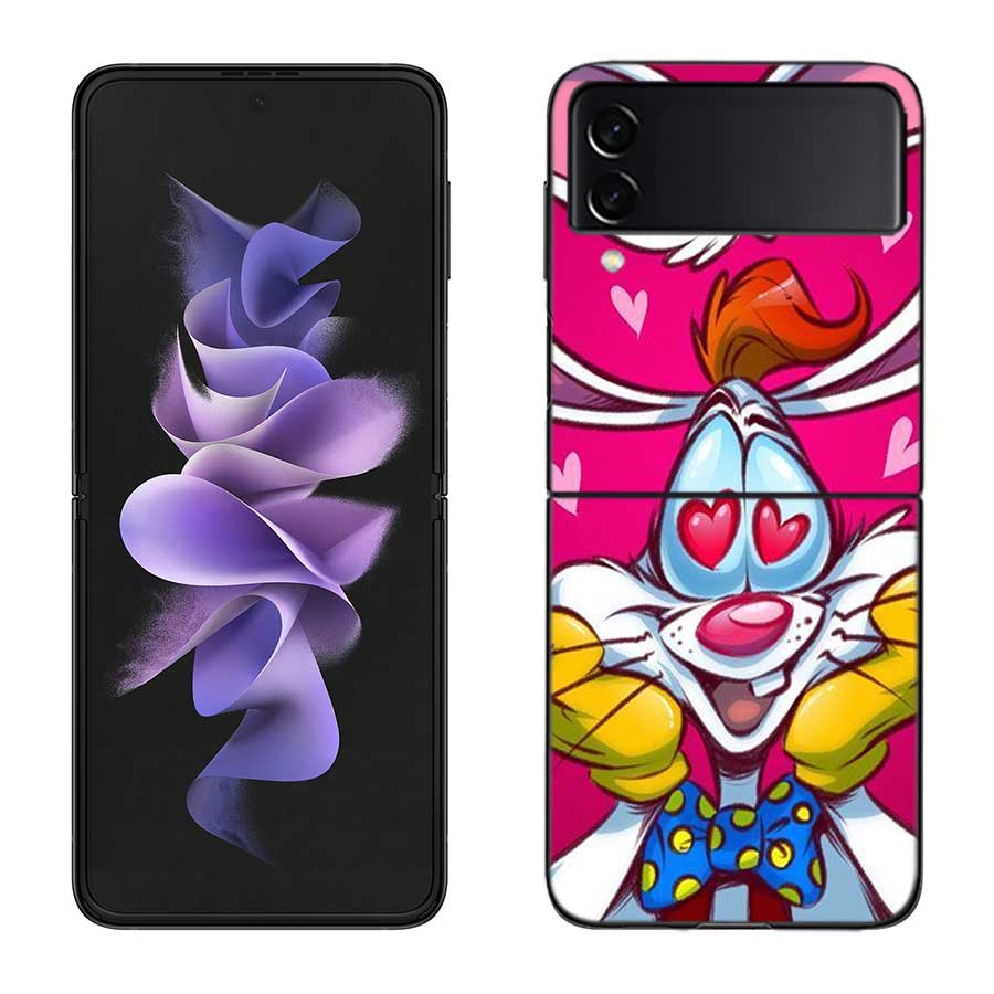 

J-Jessica R-Rabbits Phone Case For Samsung Z Flip 7 6 5G Galaxy Z Flip 5 4 3 Black Hard Cell Cover Luxury PC Shell Coque Samsung Z Flip 3 5G