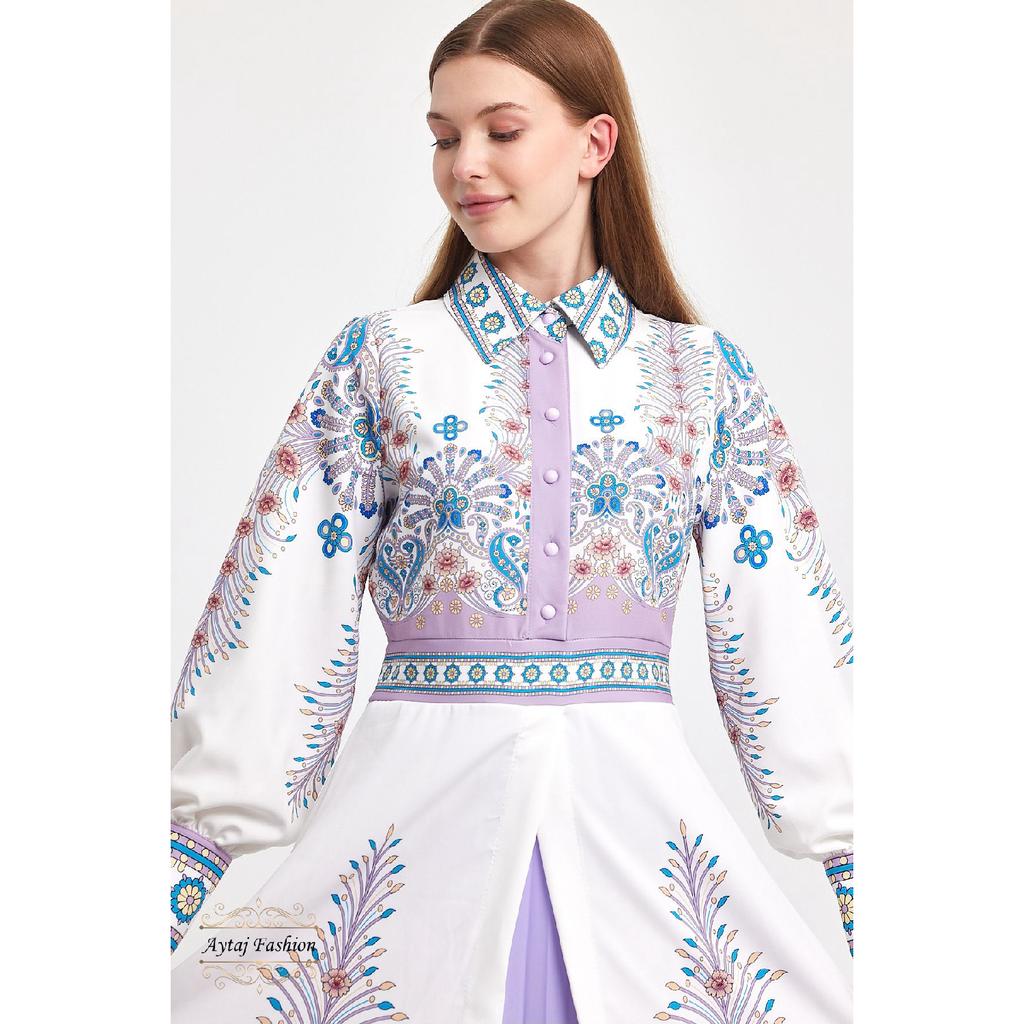 Floral Hijab Dress, Original Style, Cuffed Sleeves