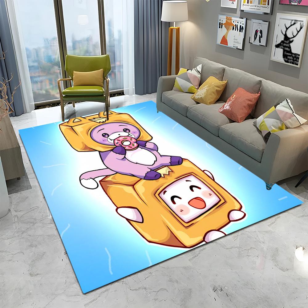 Happy Foxy Boxy and Rocky Lankybox Carpet Rug for Home Living Room Bedroom Sofa Doormat Decor,kids Area Rug Non-slip Floor Mat