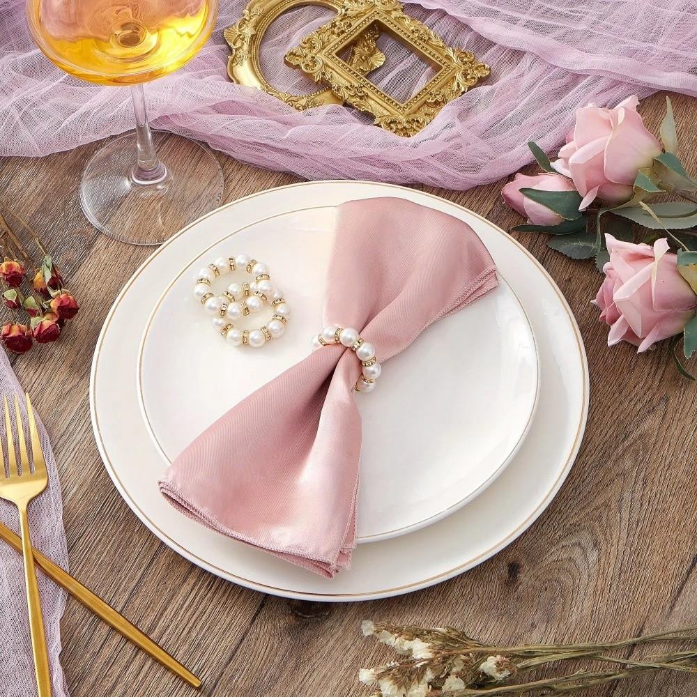 Stylish Beaded Texture Napkin Rings Gold Holder Pearl Ring Napkins Holder Elastic Elegant Napkin Ring Holder Dinner Banquet