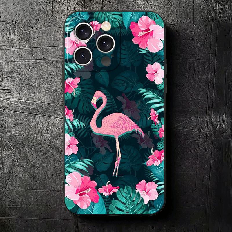 Pink Red Dreamy Flamingo Soft Phone Case for iPhone 16 16E 17 Air 15 Pro Max 14 Plus 13 Mini 11 12 7 Black Cover Back Shell