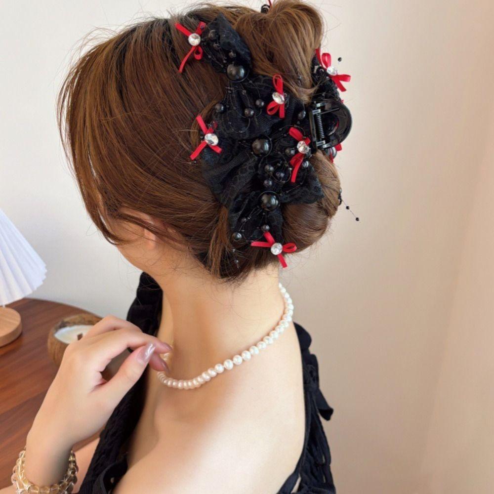Large Size Pearl Hair Claw Lace Lace Claw Clip Creative Hairpins  Women Girl