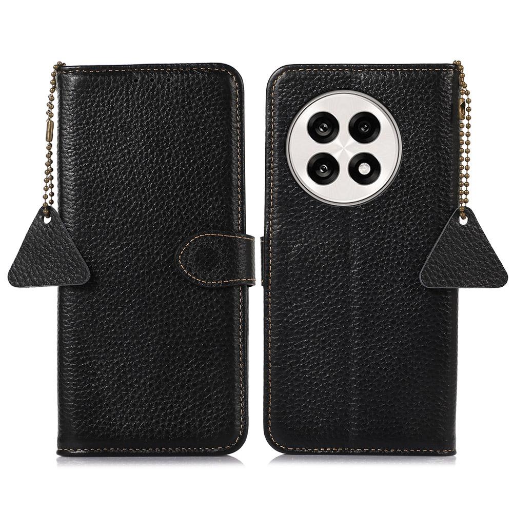 

For OnePlus Ace 5 5G/13R 5G Case RFID Blocking Genuine Cow Leather Phone Cover Litchi Texture A