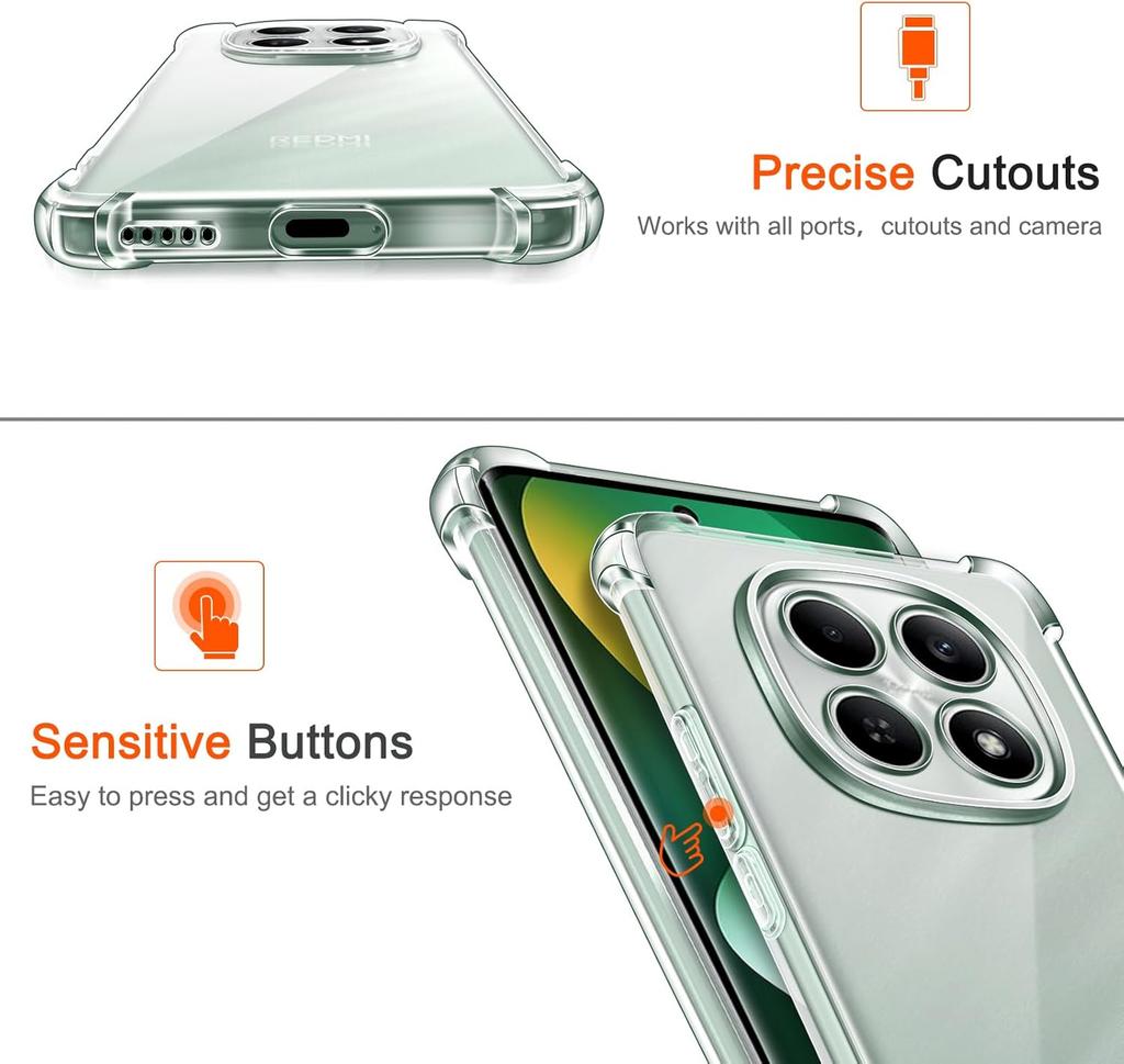 Clear Soft TPU Phone Case Cover for Xiaomi Redmi Note 15 5G Note 15 Pro+ 5G POCO M8 Pro Shockproof Full Body Protect Cases Redmi Note15Pro 4G 5G