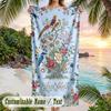 Floral Birds Artwork 1 Theme Quick Dry Beach Towel Custom Name Text Print Large Sand Resistant Towel Beach Vacation