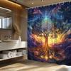 Cosmic Tree Shower Curtain - Glowing Geometric Design, Starry Night Background, Dreamlike Ambiance,  All-Season Bathroom Decor