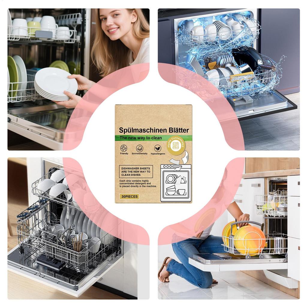 Geschirrspüler Reiniger Tabs 30 Stück Geruchsentferner Blätter Stark Verschmutzung Tiefenreinigung Entkalker für Küche Haushalt Wäsche Waschmaschine