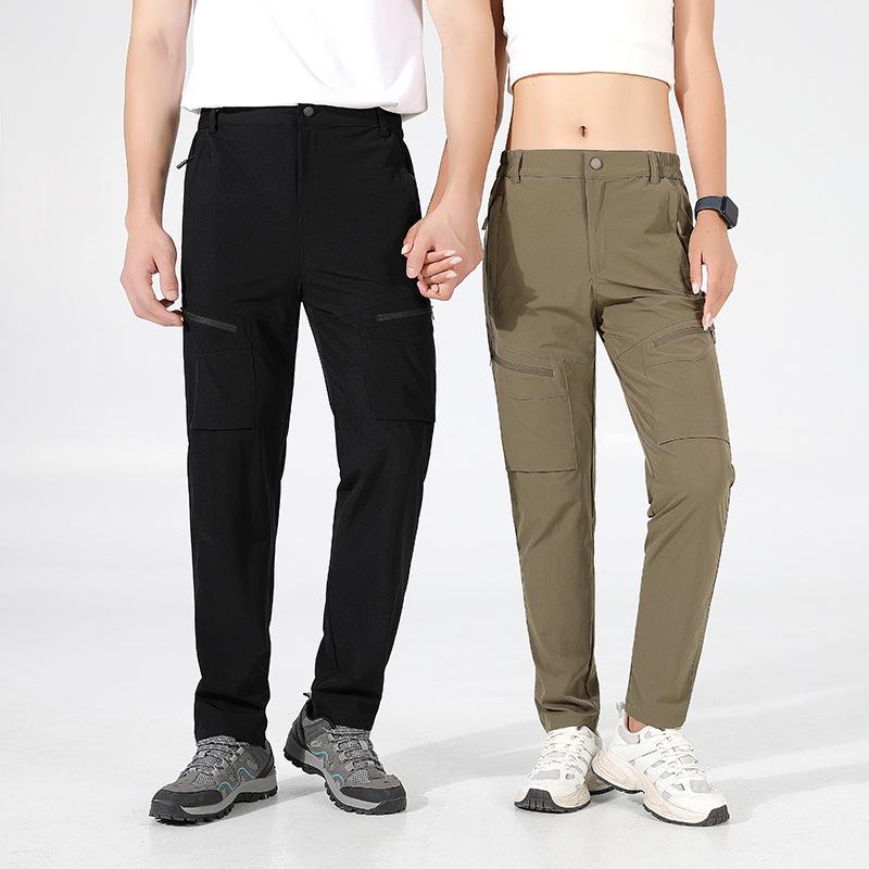 Unisex Quick-Dry Ice Silk Trekking Pants - Summer Outdoor Straight-Leg Casuals for Hiking and Mountaineering