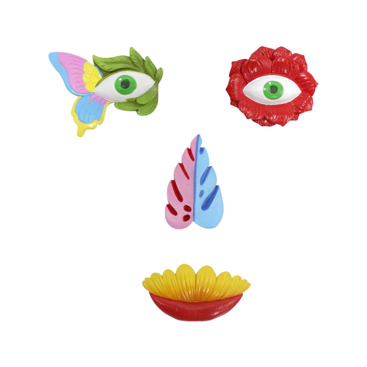 

Yousheng Tree Face Decor Outdoor Flower Tree Face Sculpture Colorful Flower Face Ornament for Garden Fence Decoration Yard Art