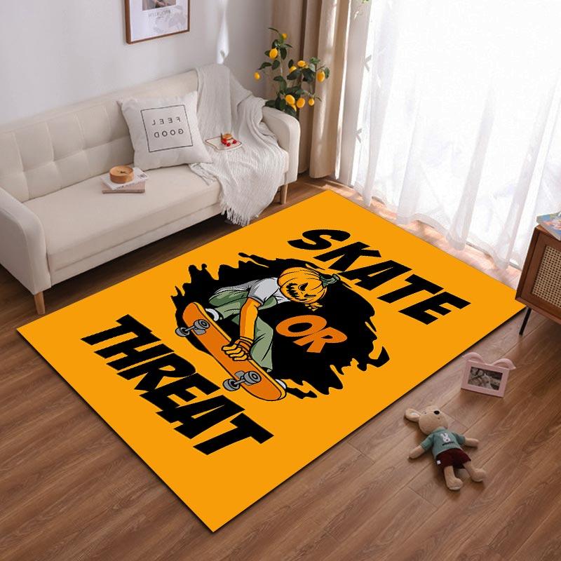 

Pumpkin Head Skater Design Carpet - Skate or Threat Halloween Style Suitable for use as an anti-slip for living room bedroom sofas 40x60cm( 15x23in )