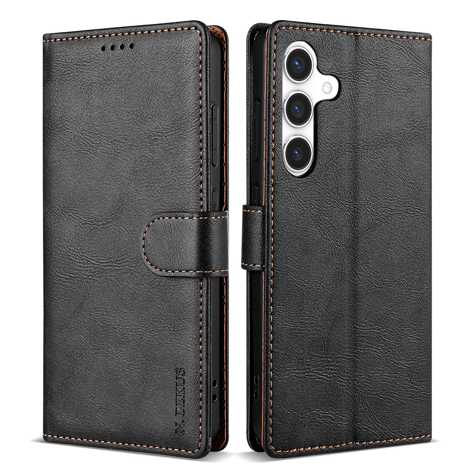 

N.BEKUS CSJ-001 Чехол-подставка для Samsung Galaxy S25, кошелек из ПУ кожи, чехол для телефона Black