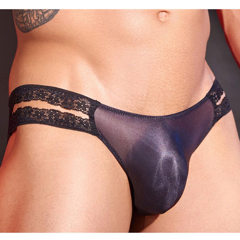 Sexy Lace Men's Panties Slip Bulge Pouch Sheath Briefs Fashion Hollow Out Man Lingerie Gay Wear Sheer Transparent Underpants