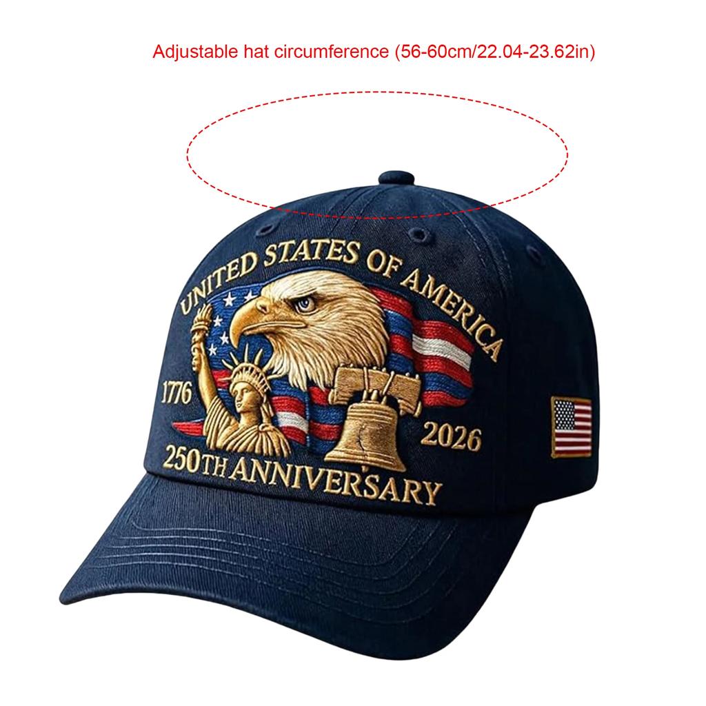 US 250th Anniversary Hat United States Eagle Printed Cotton Baseball Cap Adjustable Retro Patriotic Tribute Hats For Men Women
